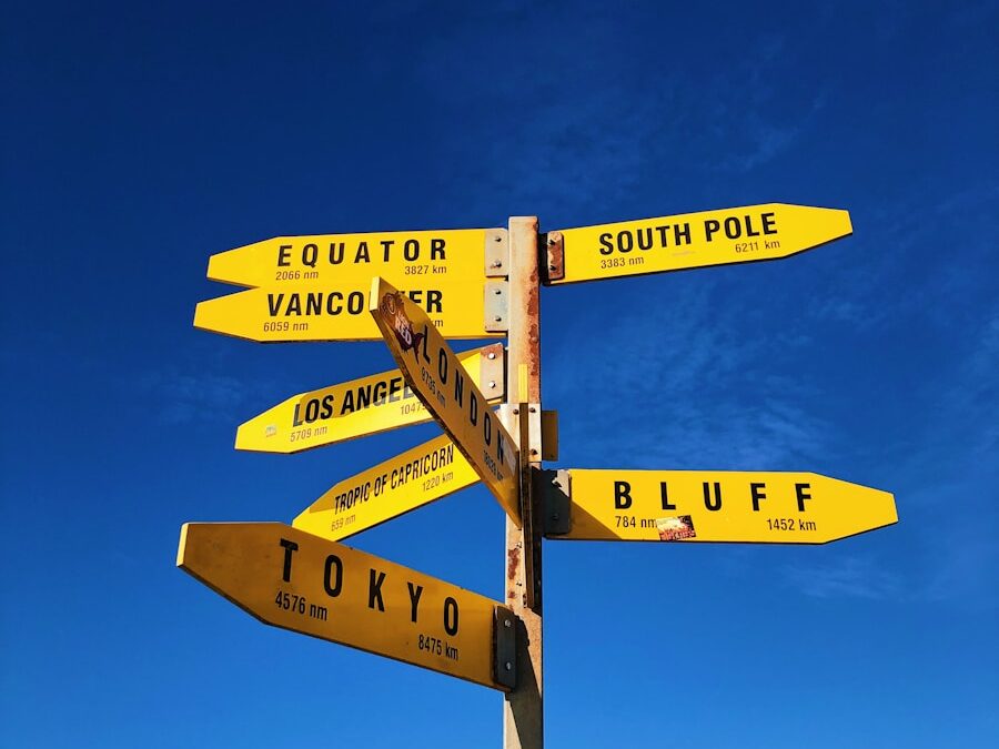 yellow signboards on post during day