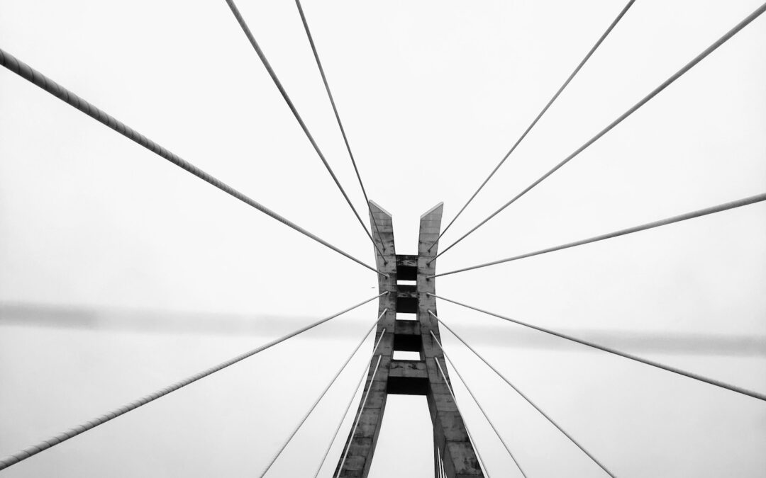 grayscale photography of bridge
